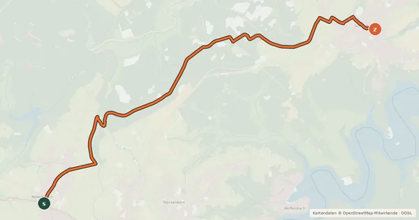 Kartenübersicht der Radroute Simmerath (19) - Nideggen (88)