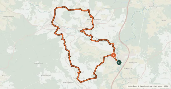Kartenübersicht der Radroute Simultankirchen-Radweg Route 10