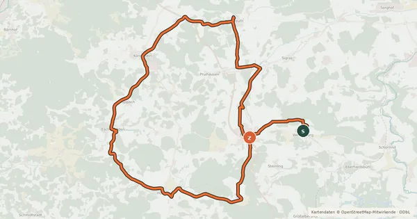 Kartenübersicht der Radroute Simultankirchen-Radweg Route 3