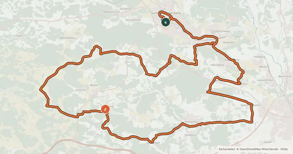 Kartenübersicht der Radroute Simultankirchen-Radweg Route 4