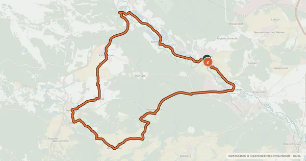 Kartenübersicht der Radroute Simultankirchen-Radweg Route 5