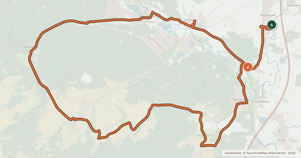 Kartenübersicht der Radroute Simultankirchen-Radweg Route 7