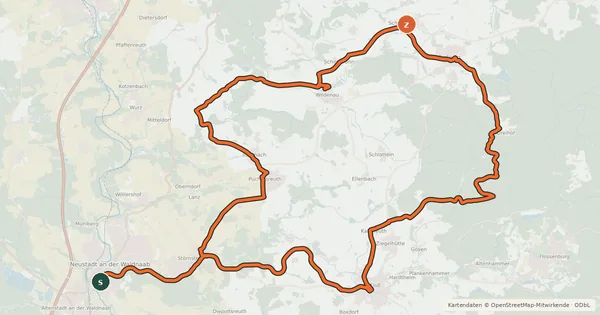 Kartenübersicht der Radroute Simultankirchen-Radweg Route 8