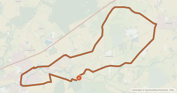 Kartenübersicht der Radroute Sittensen-Heidenau-Rundweg Radweg