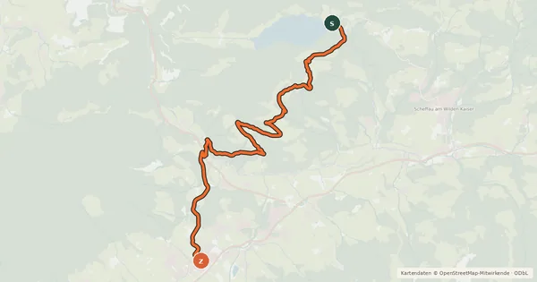 Kartenübersicht der Radroute Söll - Hintersteiner See