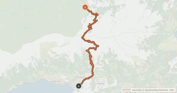 Kartenübersicht der Radroute Sörenberg - Eiseesattel - Stafelmad - Irtschelen - Brienz (via Biketrail Schwanden-Brienz)