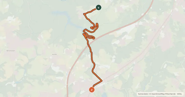 Kartenübersicht der Radroute Solingen (05) - Burscheid (15)