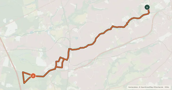 Kartenübersicht der Radroute Solingen Route Lochbachtal-Ohligs-Engelsberger Hof