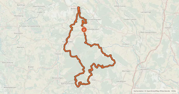 Kartenübersicht der Radroute Solling-Vogler-Region