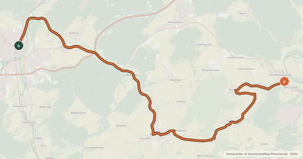 Kartenübersicht der Radroute Solztalradweg