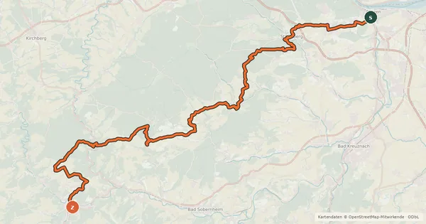 Kartenübersicht der Radroute Soonwald-Tour
