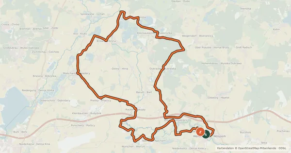 Kartenübersicht der Radroute Sorbische Impressionen Rundweg Oberlausitz