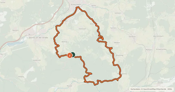 Kartenübersicht der Radroute Spessart Biken (14) - 2-Täler-Tour