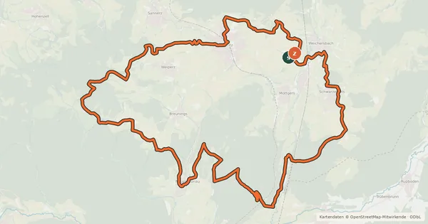 Kartenübersicht der Radroute Spessart Biken (15) - Sinntalrunde