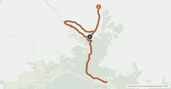 Kartenübersicht der Radroute Spiss - Fließer Alm - Spiss