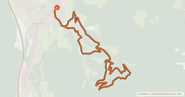 Kartenübersicht der Radroute Spitaler Panorama Mountainbiketour MTB8