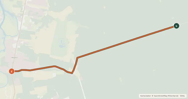 Kartenübersicht der Radroute Spolierenberg (33) - Mögelin (51)