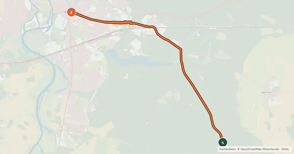 Kartenübersicht der Radroute Spolierenberg (33) - Rathenow (50)