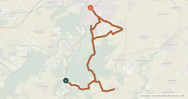 Kartenübersicht der Radroute Spreitel-Route