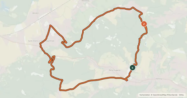 Kartenübersicht der Radroute St. Andrä-Strecke