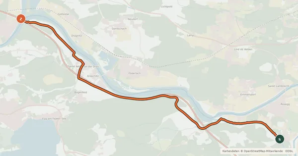 Kartenübersicht der Radroute St.Martinerweg