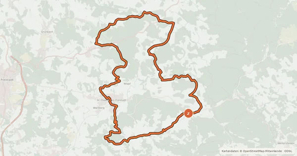 Kartenübersicht der Radroute St. Oswald Runde 1 (105)