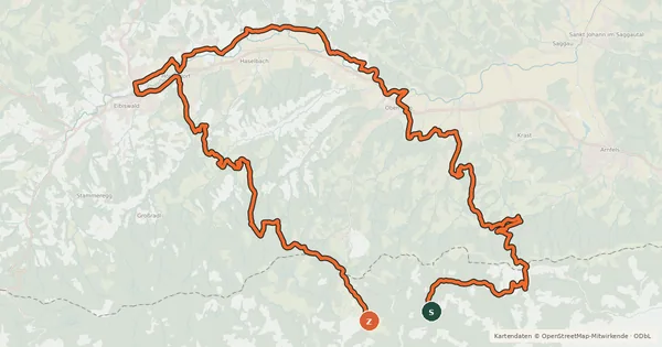 Kartenübersicht der Radroute St.Pongratzen - Kapla See