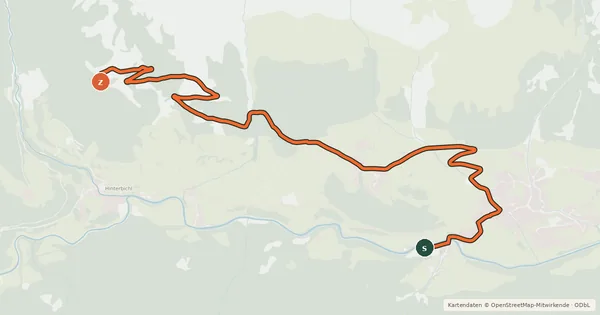 Kartenübersicht der Radroute Stabanthütte