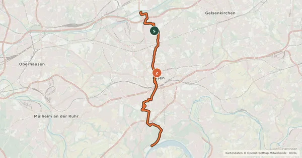 Kartenübersicht der Radroute Stadt Route