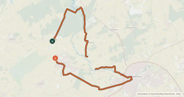 Kartenübersicht der Radroute Stadt-Wasser-Wald-Tour