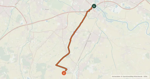 Kartenübersicht der Radroute StadtLandFluss