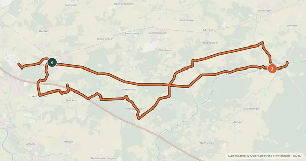 Kartenübersicht der Radroute Stadtmusikanten Radweg