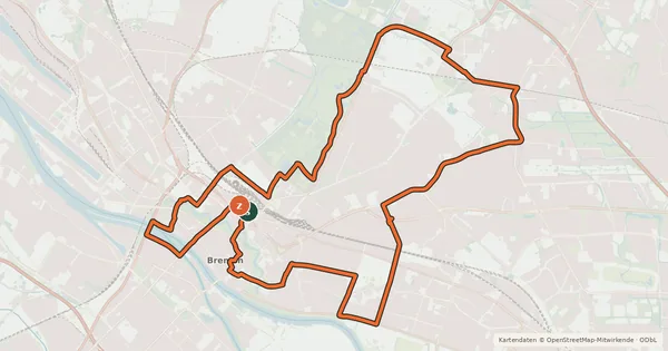 Kartenübersicht der Radroute Stadtrundweg Bremen - große Route
