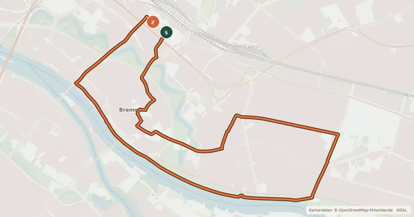 Kartenübersicht der Radroute Stadtrundweg Bremen - kleine Route