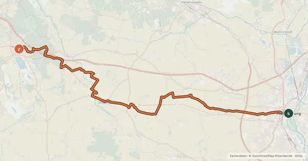 Kartenübersicht der Radroute Städtepartnerschaftsradweg Etappe MD-HE