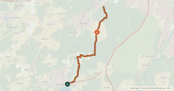 Kartenübersicht der Radroute Starnberg - München