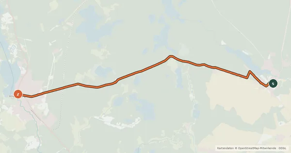 Kartenübersicht der Radroute Stechlin (33) - Rheinsberg (80)