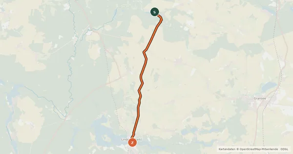 Kartenübersicht der Radroute Stechlin (35) - Lindow (70)