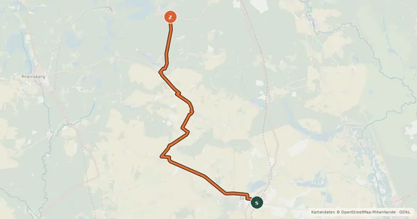 Kartenübersicht der Radroute Stechlinsee-Radweg
