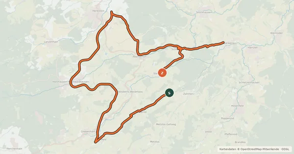 Kartenübersicht der Radroute Steigertal-Tour