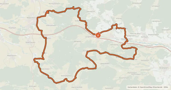 Kartenübersicht der Radroute Steigerwald-Tour