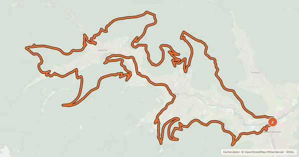 Kartenübersicht der Radroute Steile-Hänge-Tour