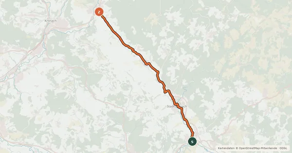 Kartenübersicht der Radroute Steinach-Rodach-Radweg