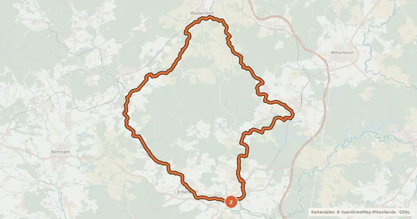 Kartenübersicht der Radroute Steinwald-Radweg