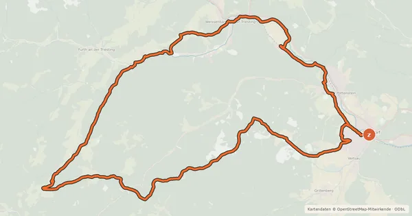 Kartenübersicht der Radroute Steinwandklamm-Strecke