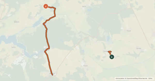 Kartenübersicht der Radroute Sternentour