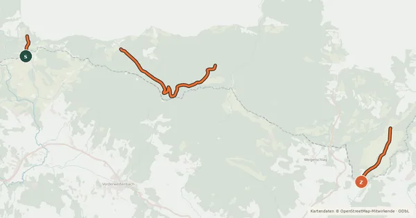 Kartenübersicht der Radroute Sterngartl-Nord CZ