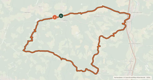 Kartenübersicht der Radroute Steyersberg Runde (Fahrradstrecke)
