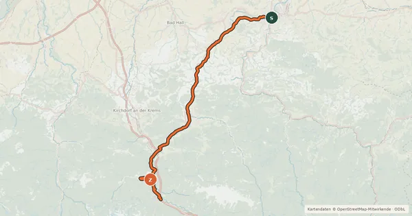 Kartenübersicht der Radroute Steyrtalweg