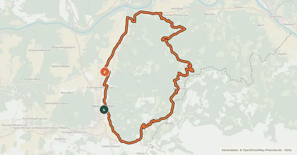 Kartenübersicht der Radroute Stieberkreuz-Tour
